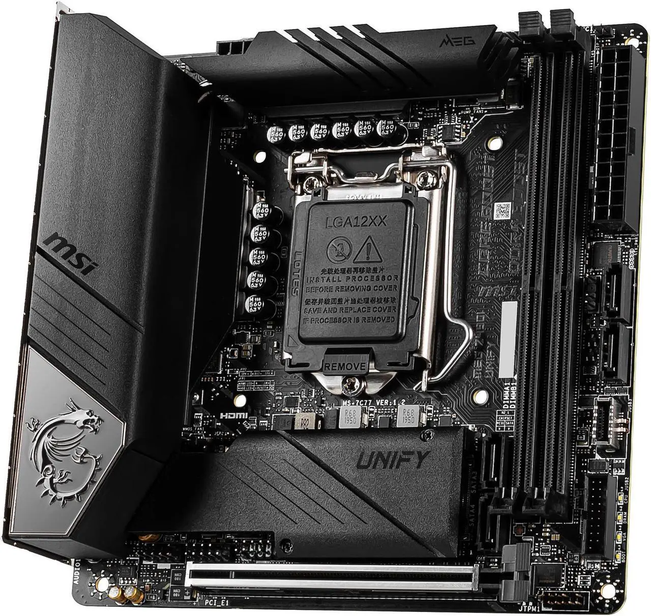 Alt view image 3 of 9 - MSI MEG Z490I UNIFY LGA 1200 Intel Z490 Mini ITX Intel Motherboard