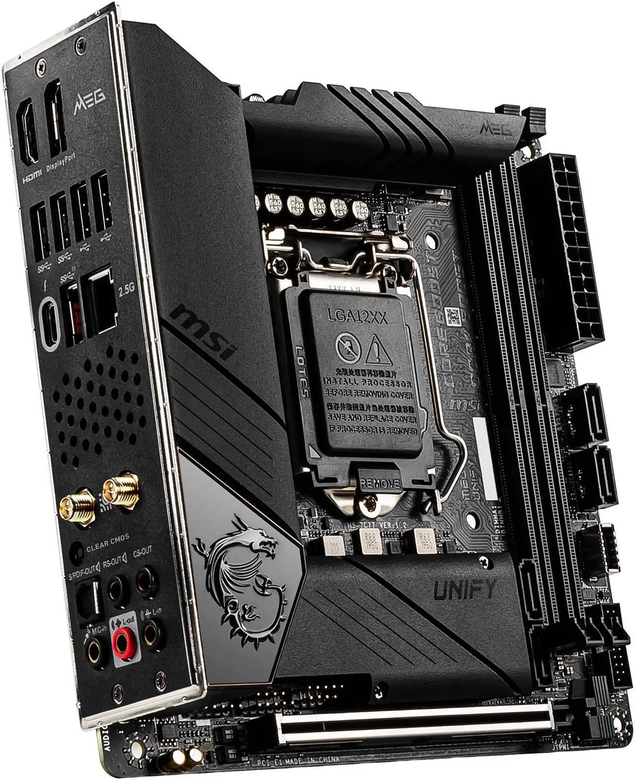 Alt view image 5 of 9 - MSI MEG Z490I UNIFY LGA 1200 Intel Z490 Mini ITX Intel Motherboard