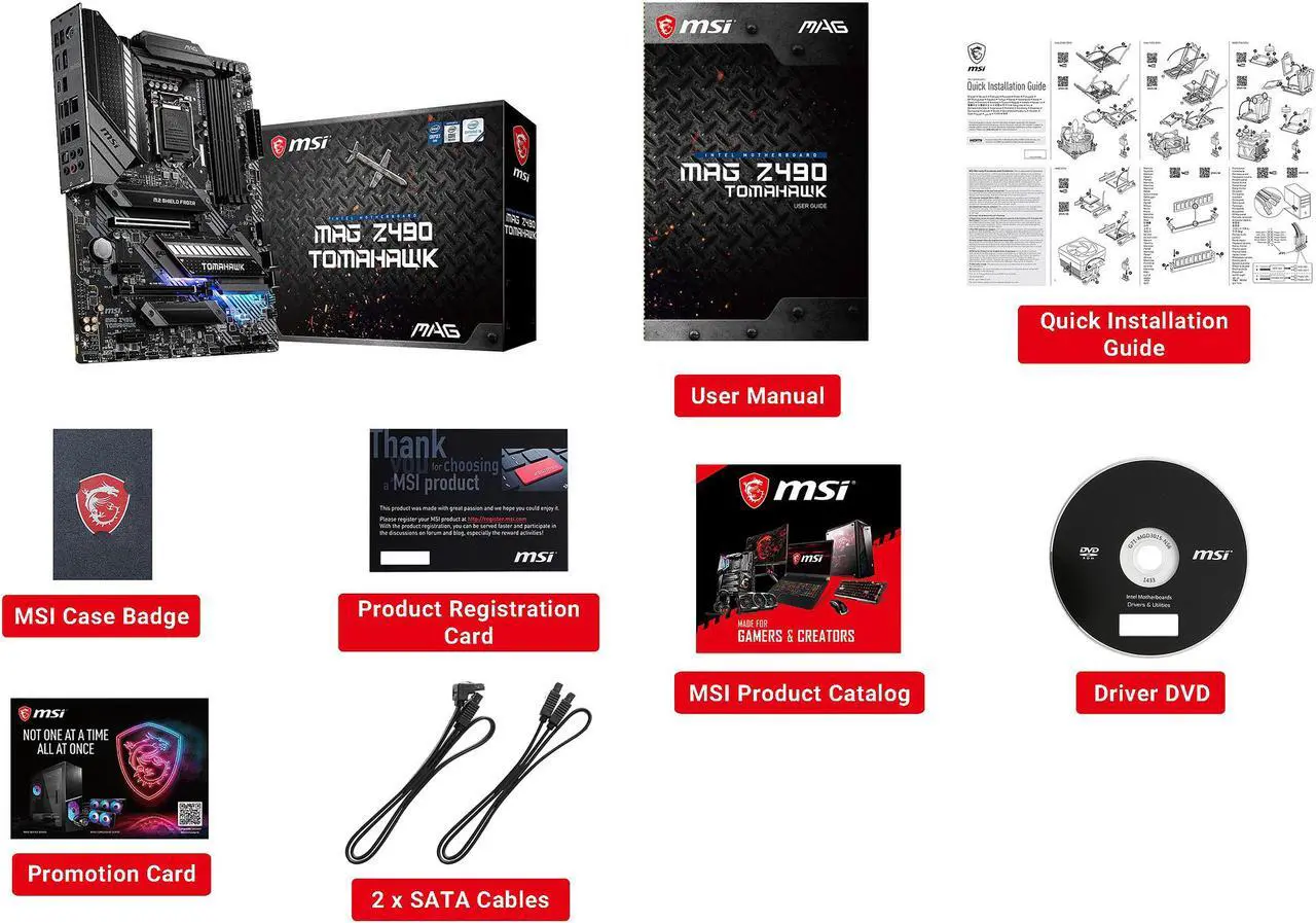 Alt view image 6 of 7 - MSI MAG Z490 TOMAHAWK LGA 1200 Intel Z490 ATX Intel Motherboard