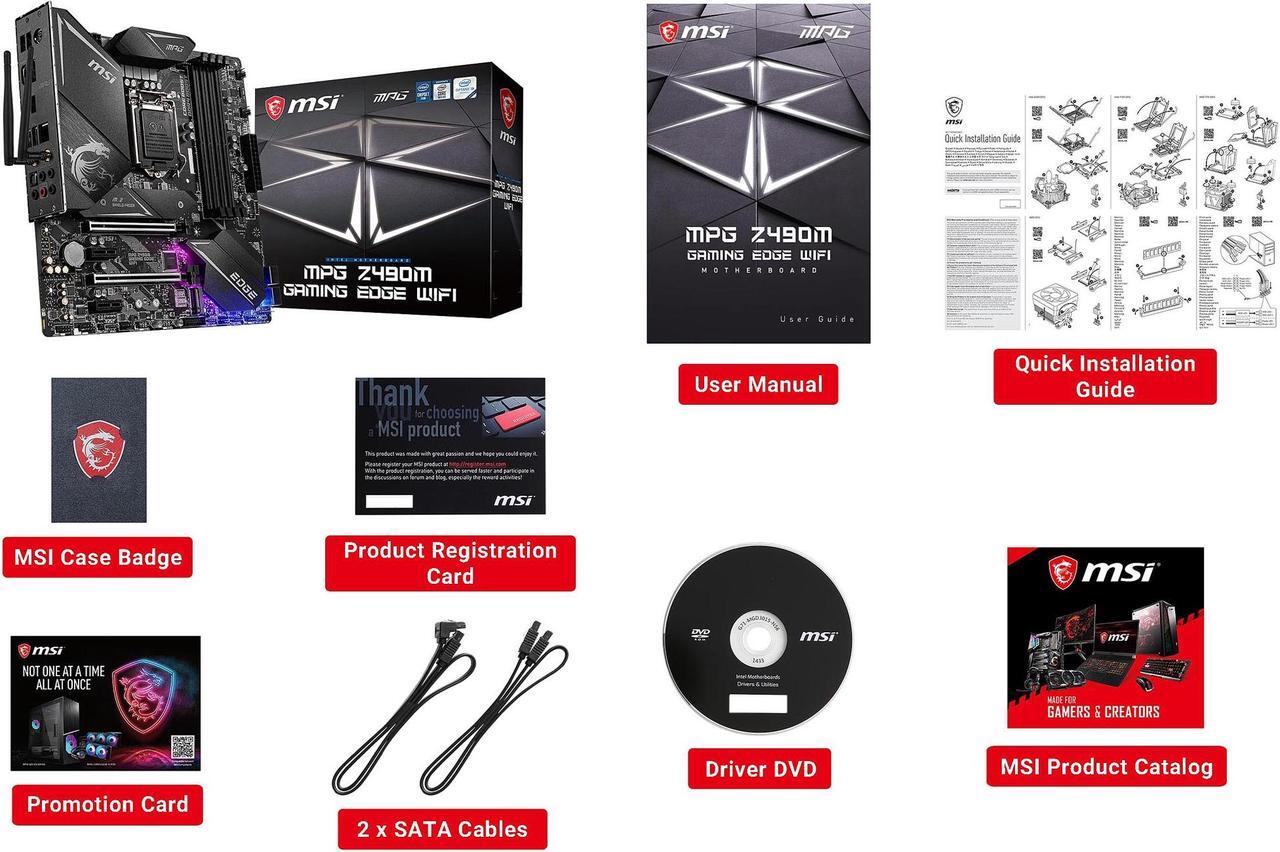 Alt view image 6 of 7 - MSI MPG Z490M GAMING EDGE WIFI LGA 1200 Intel Z490 SATA 6Gb/s Micro ATX Intel Motherboard