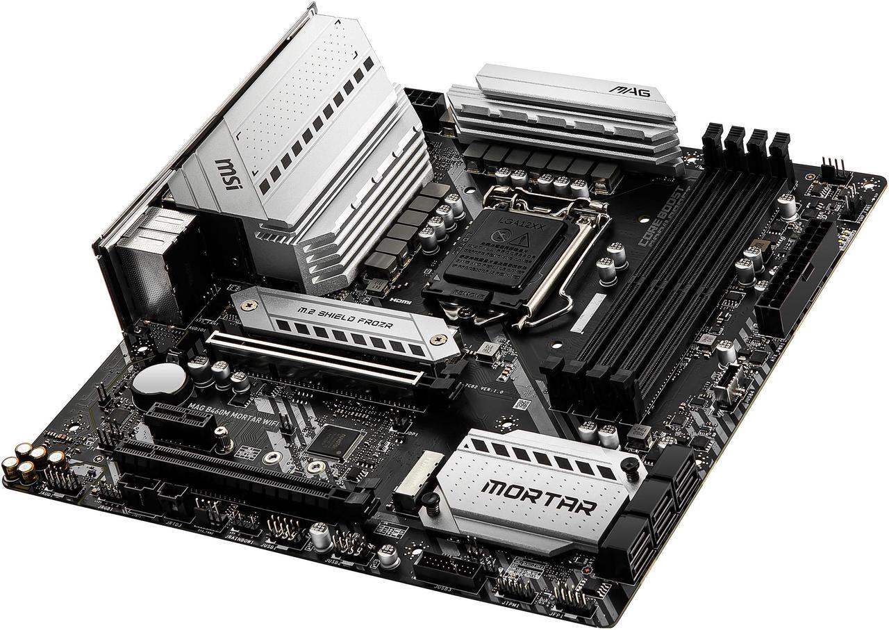 Alt view image 7 of 11 - MSI MAG B460M MORTAR WIFI LGA 1200 Intel B460 Micro ATX Intel Motherboard