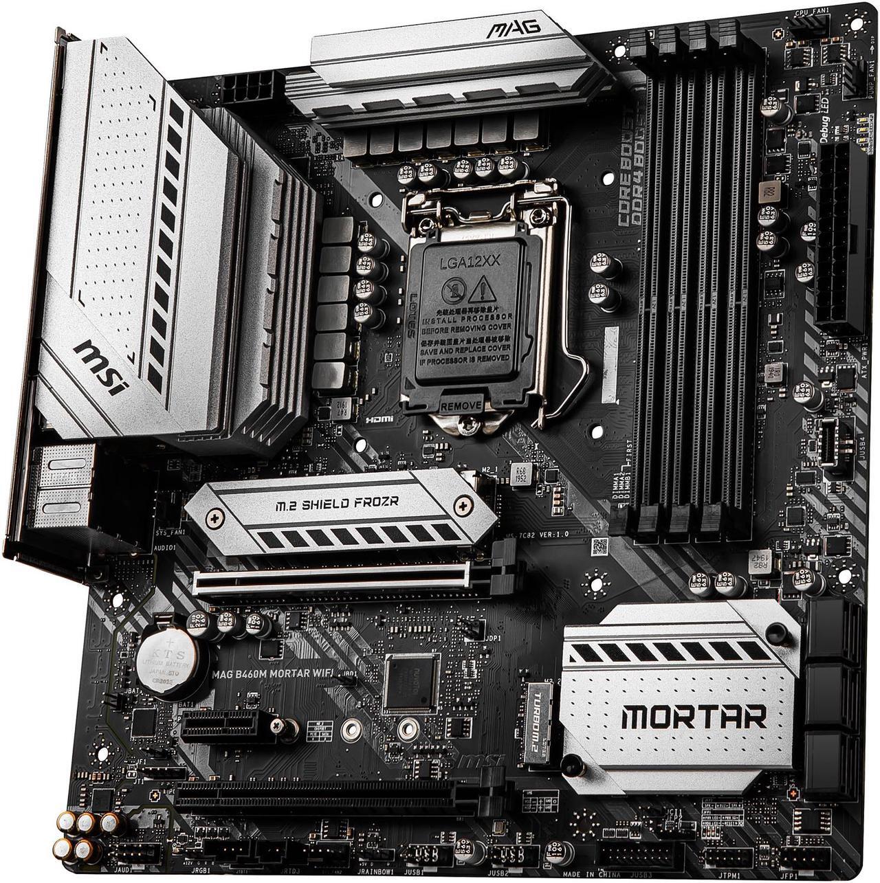 Alt view image 3 of 11 - MSI MAG B460M MORTAR WIFI LGA 1200 Intel B460 Micro ATX Intel Motherboard