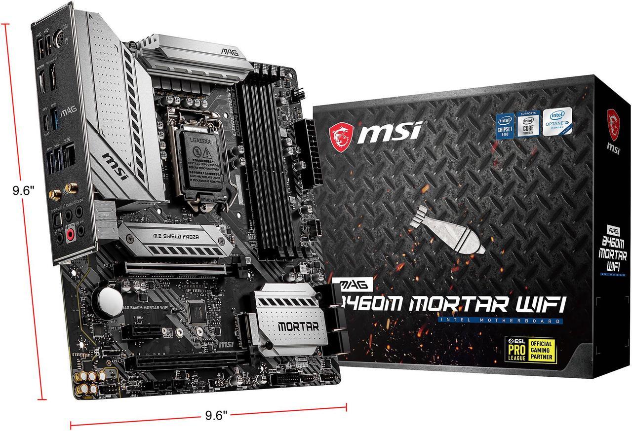 Alt view image 11 of 11 - MSI MAG B460M MORTAR WIFI LGA 1200 Intel B460 Micro ATX Intel Motherboard