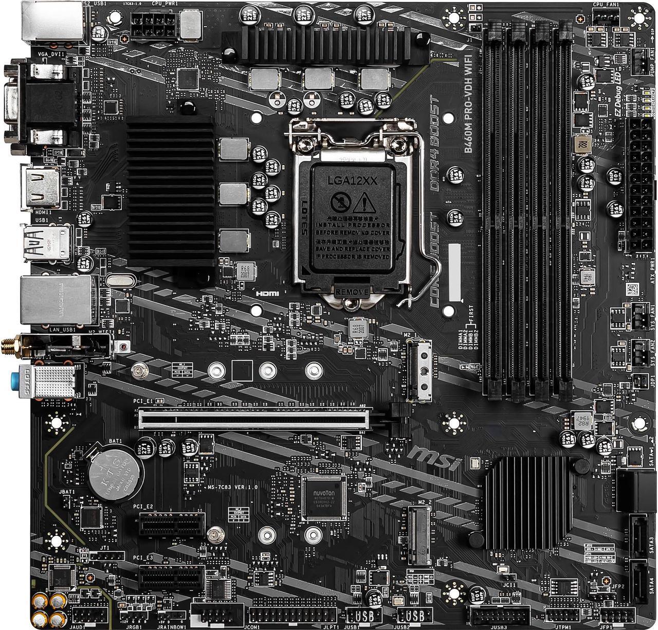 Main image of MSI B460M PRO-VDH WIFI LGA 1200 Intel B460 Micro ATX Intel Motherboard