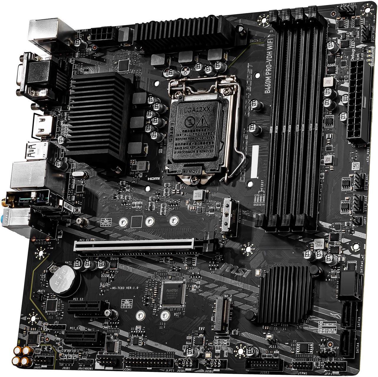 Alt view image 3 of 9 - MSI B460M PRO-VDH WIFI LGA 1200 Intel B460 Micro ATX Intel Motherboard