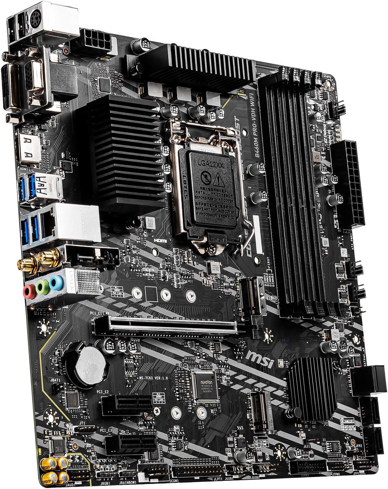 Alt view image 4 of 9 - MSI B460M PRO-VDH WIFI LGA 1200 Intel B460 Micro ATX Intel Motherboard