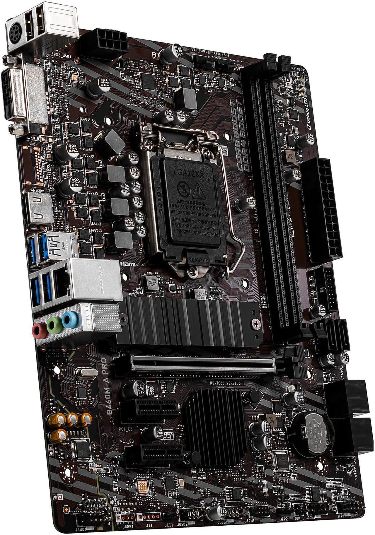Alt view image 4 of 10 - MSI PRO B460M-A PRO LGA 1200 Intel B460 SATA 6Gb/s Micro ATX Intel Motherboard
