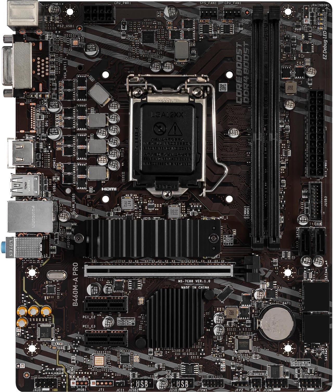 Main image of MSI PRO B460M-A PRO LGA 1200 Intel B460 SATA 6Gb/s Micro ATX Intel Motherboard