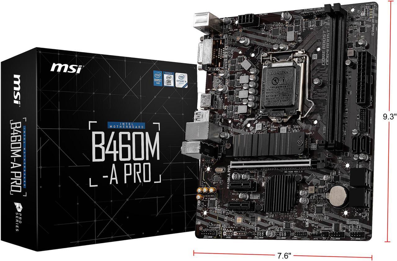 Alt view image 10 of 10 - MSI PRO B460M-A PRO LGA 1200 Intel B460 SATA 6Gb/s Micro ATX Intel Motherboard