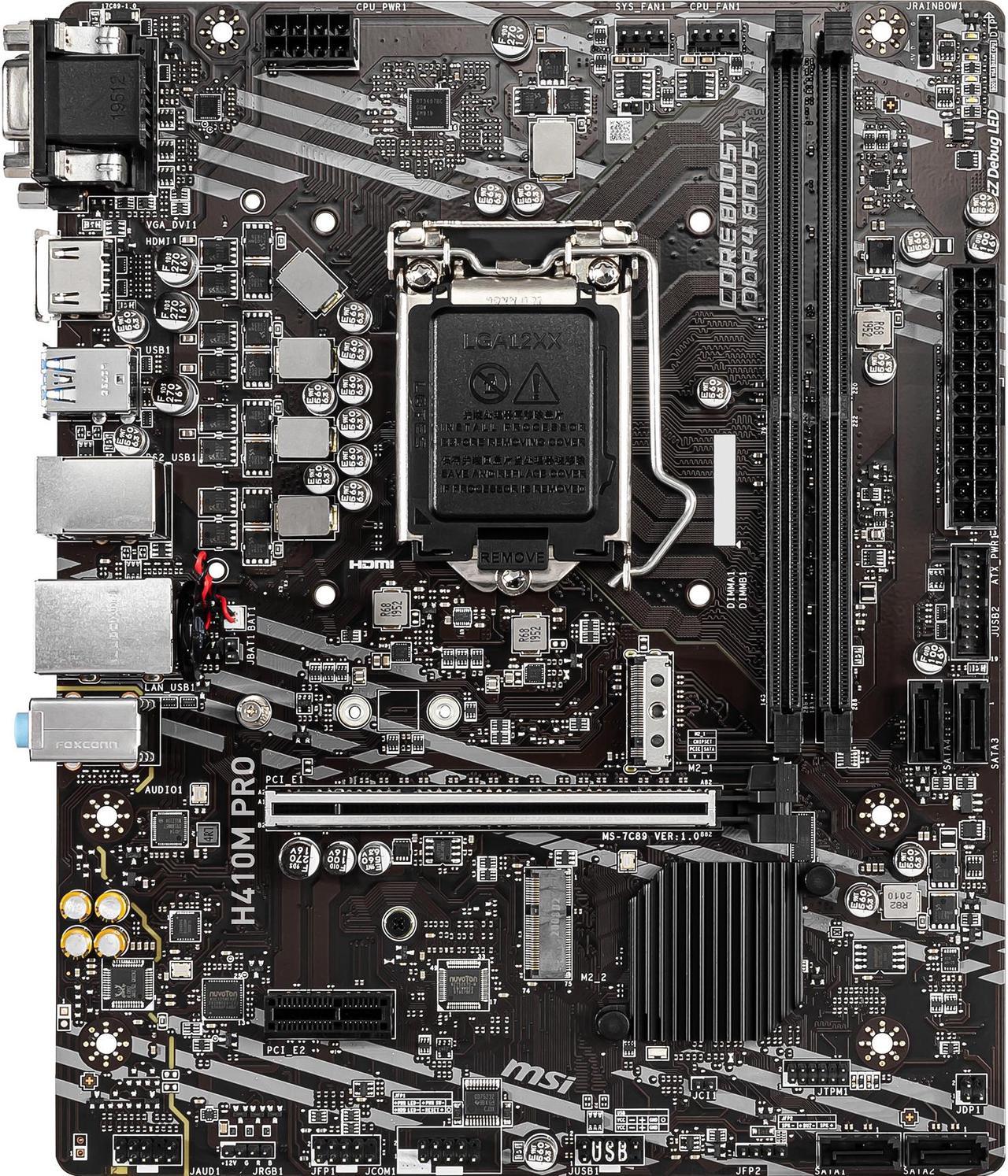 MSI PRO H410M PRO LGA 1200 Intel H410 SATA 6Gb/s Micro ATX Intel Motherboard