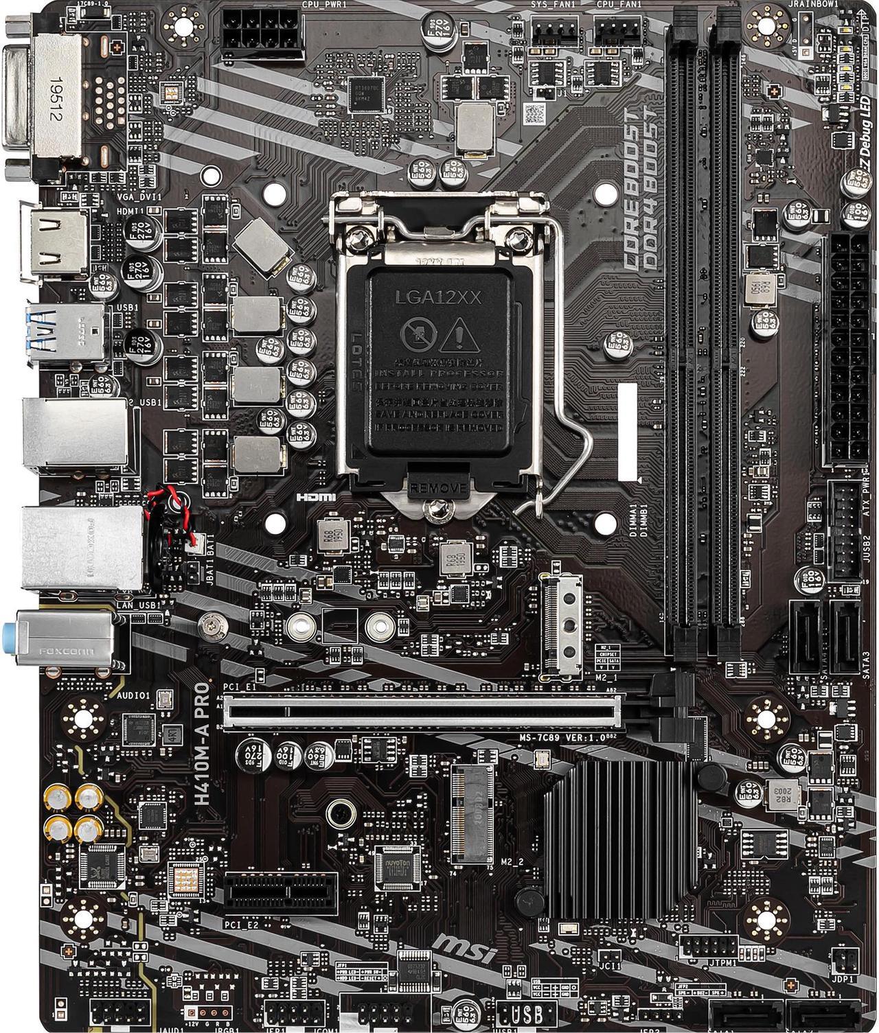Main image of MSI PRO H410M-A PRO LGA 1200 Intel H410 SATA 6Gb/s Micro ATX Intel Motherboard