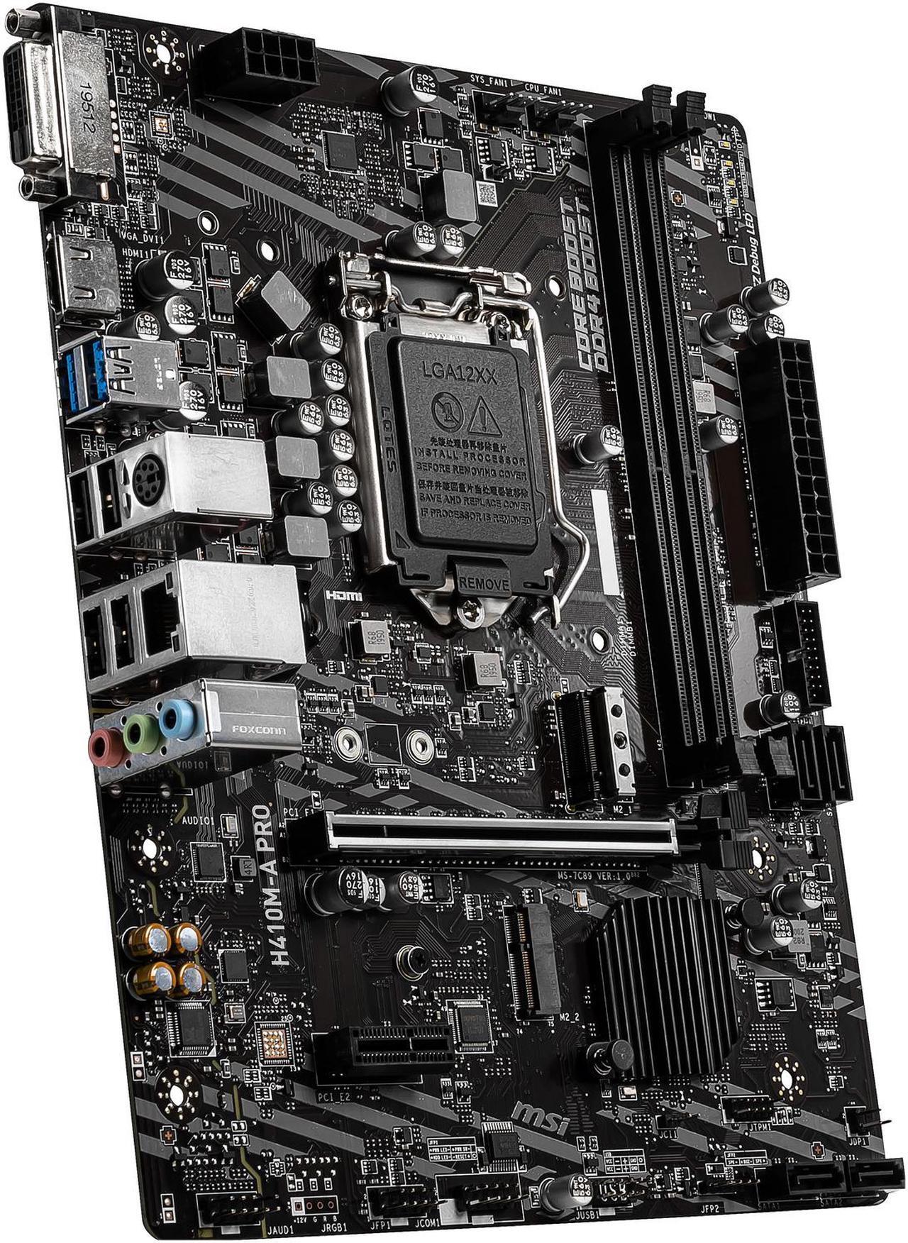 Alt view image 4 of 10 - MSI PRO H410M-A PRO LGA 1200 Intel H410 SATA 6Gb/s Micro ATX Intel Motherboard