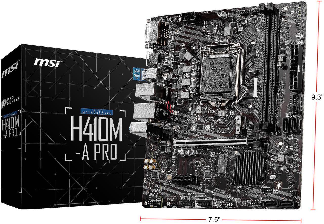 Alt view image 10 of 10 - MSI PRO H410M-A PRO LGA 1200 Intel H410 SATA 6Gb/s Micro ATX Intel Motherboard