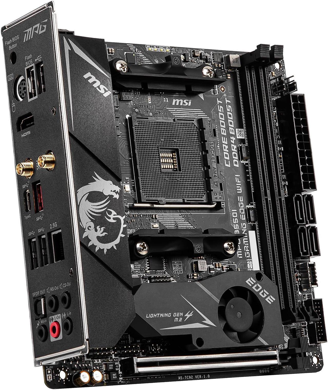 Alt view image 4 of 12 - MSI MPG B550I GAMING EDGE WIFI AM4 AMD B550 Mini ITX AMD Motherboard
