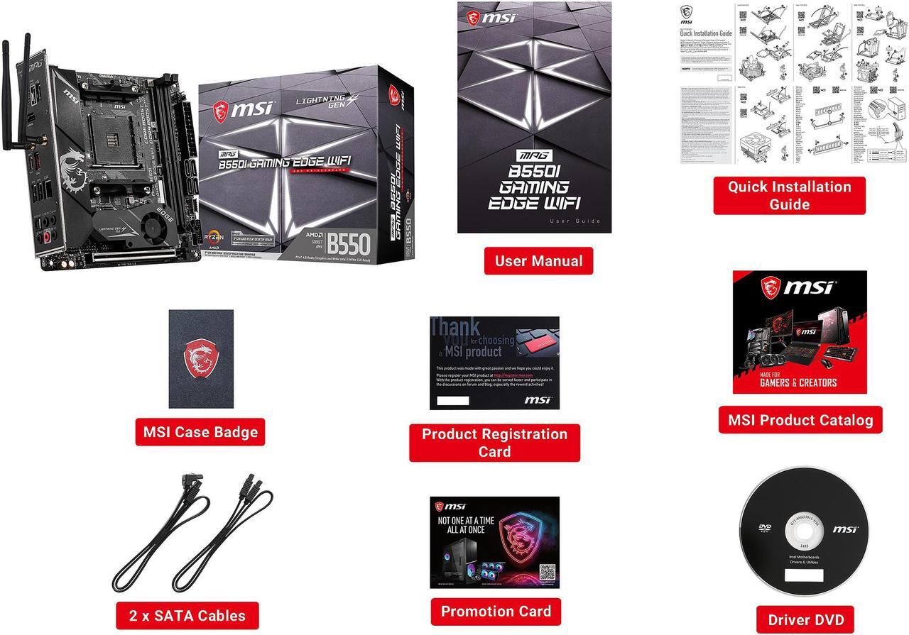 Alt view image 11 of 12 - MSI MPG B550I GAMING EDGE WIFI AM4 AMD B550 Mini ITX AMD Motherboard