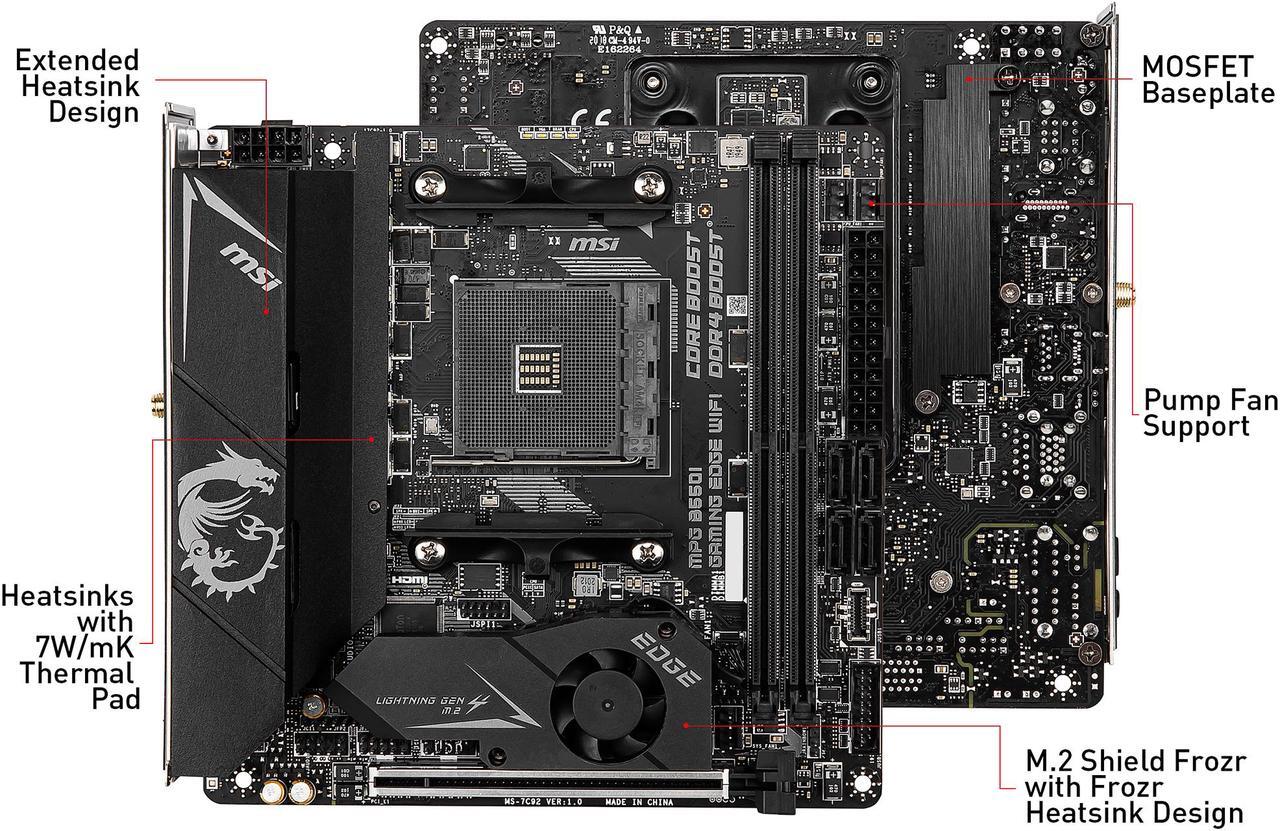 Alt view image 8 of 12 - MSI MPG B550I GAMING EDGE WIFI AM4 AMD B550 Mini ITX AMD Motherboard