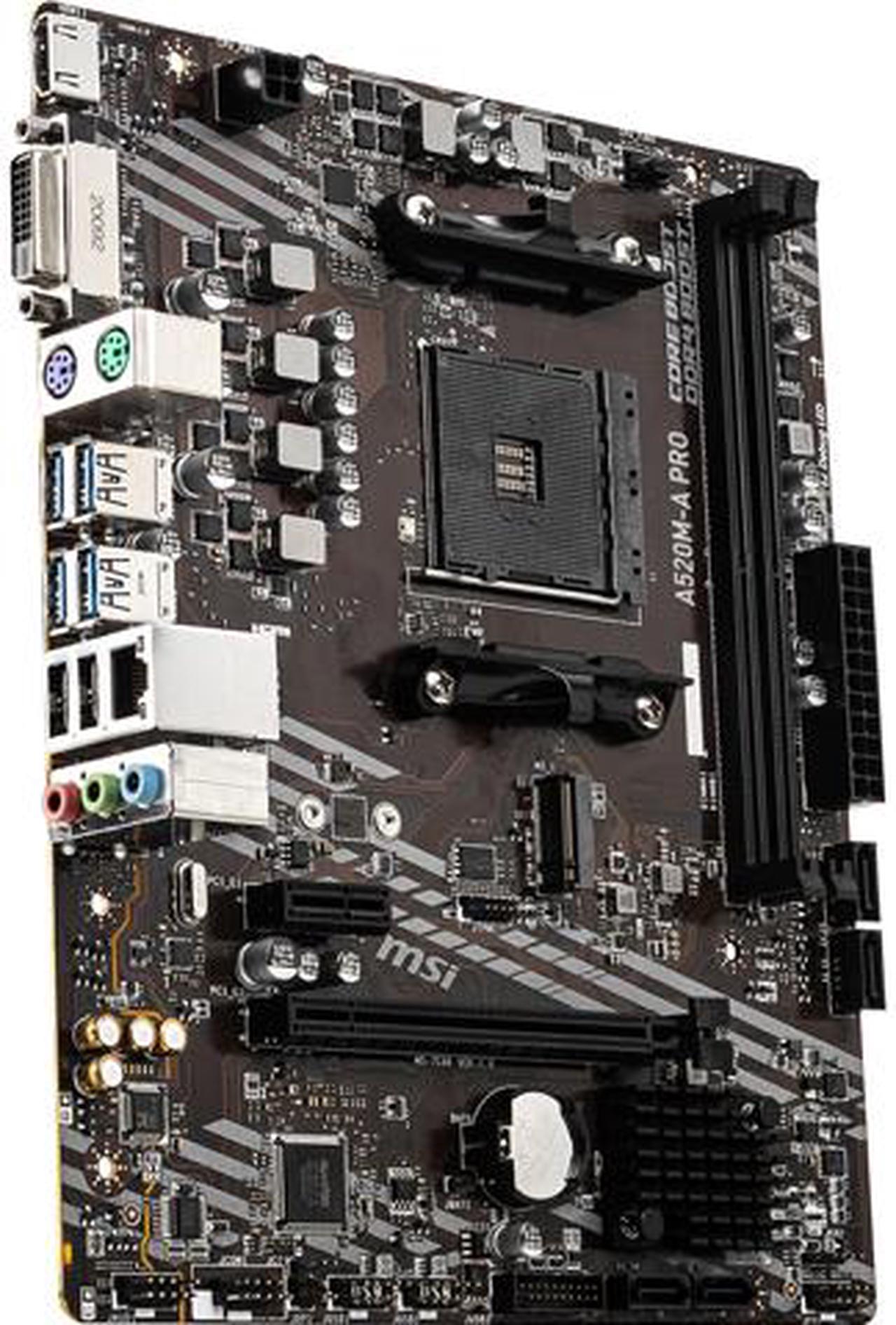 MSI A520M-A PRO AM4 AMD A520 SATA 6Gb/s USB 3.0 Micro ATX AMD Motherboard