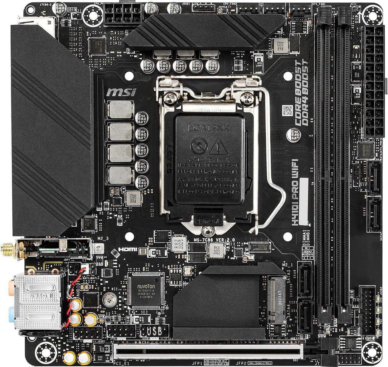 MSI PRO H410I PRO WIFI LGA 1200 Intel H410 SATA 6Gb/s Mini ITX Intel Motherboard