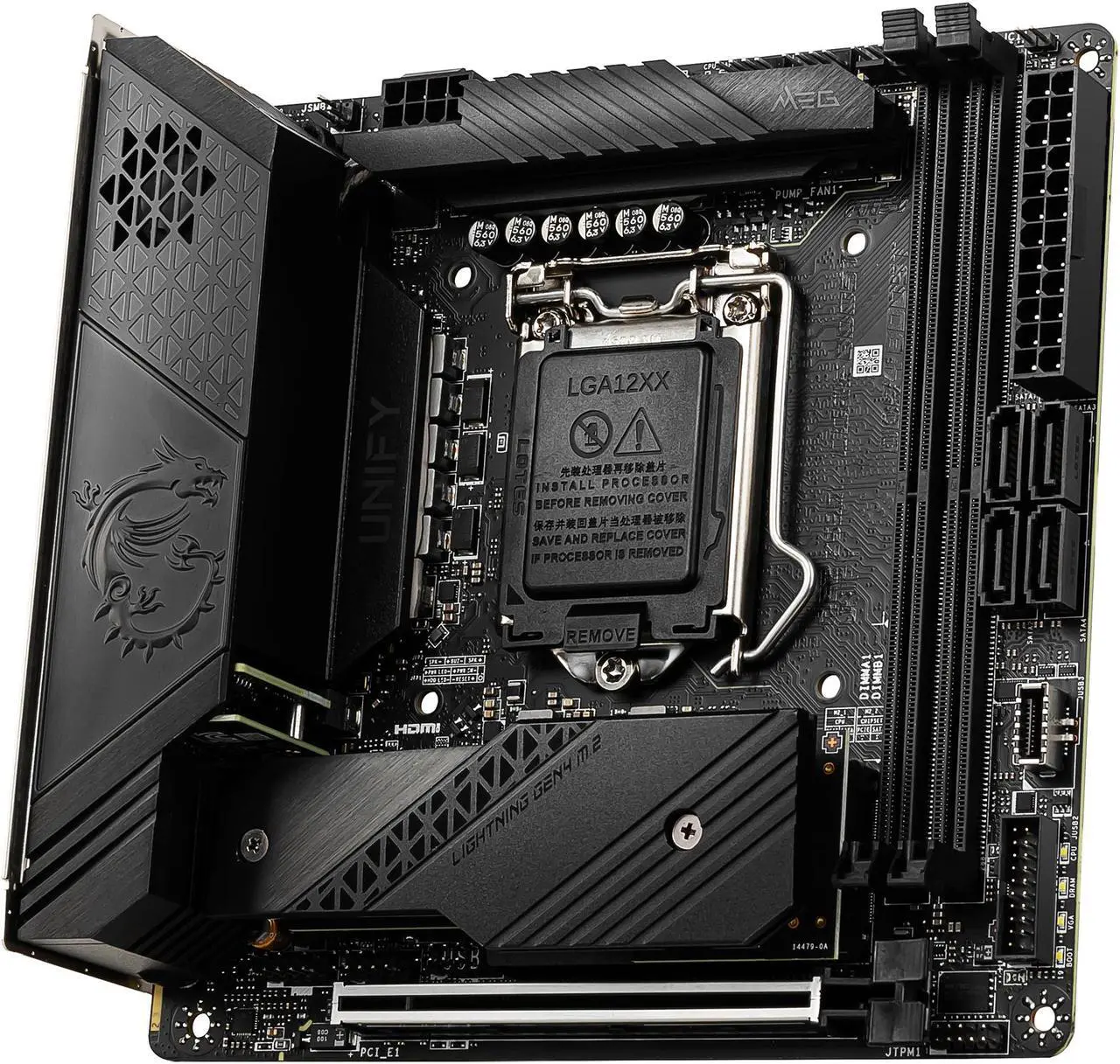 Alt view image 3 of 9 - MSI MEG Z590I UNIFY LGA 1200 Intel Z590 Mini ITX Intel Motherboard