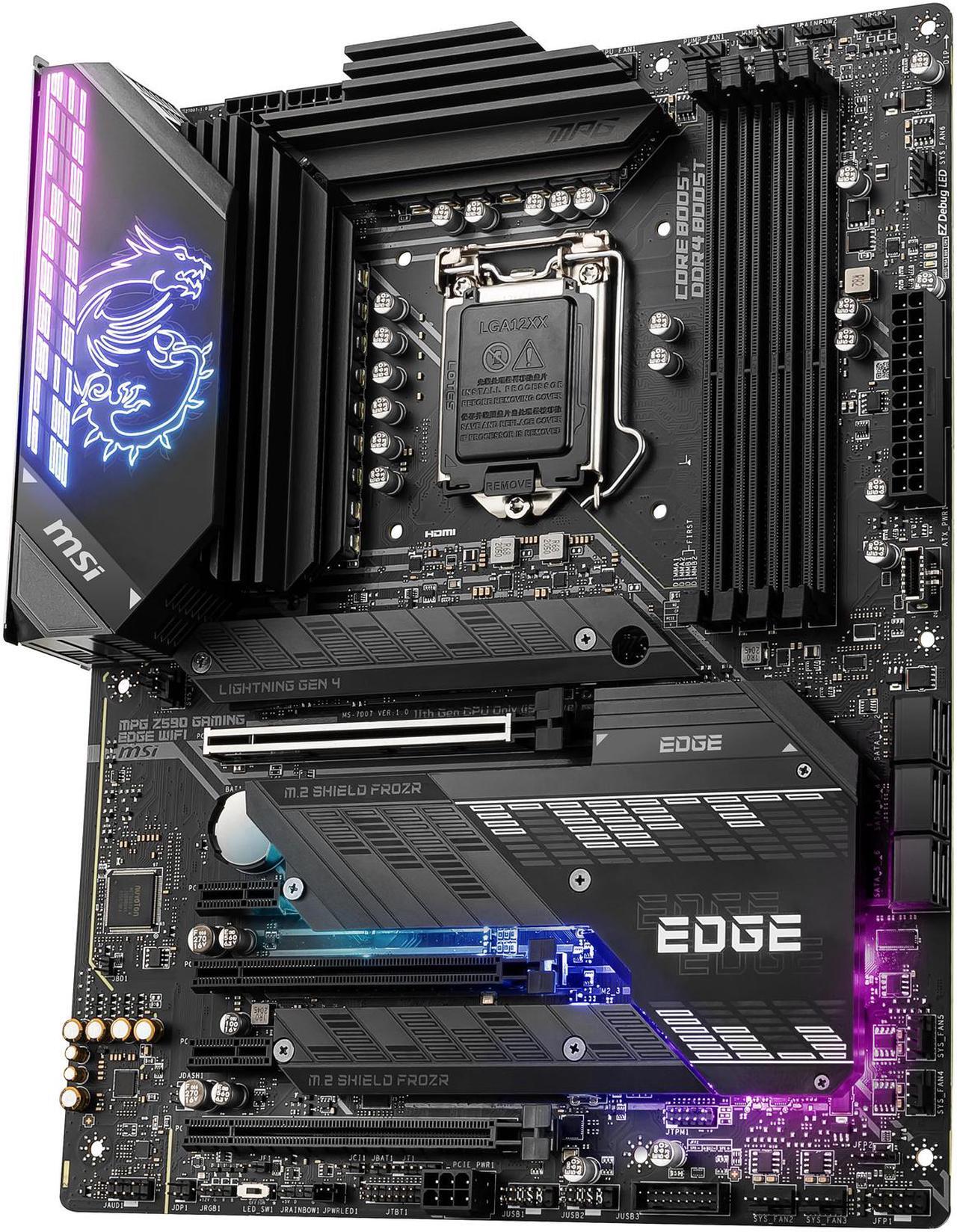 Alt view image 3 of 8 - MSI MPG Z590 GAMING EDGE WIFI LGA 1200 Intel Z590 ATX Intel Motherboard