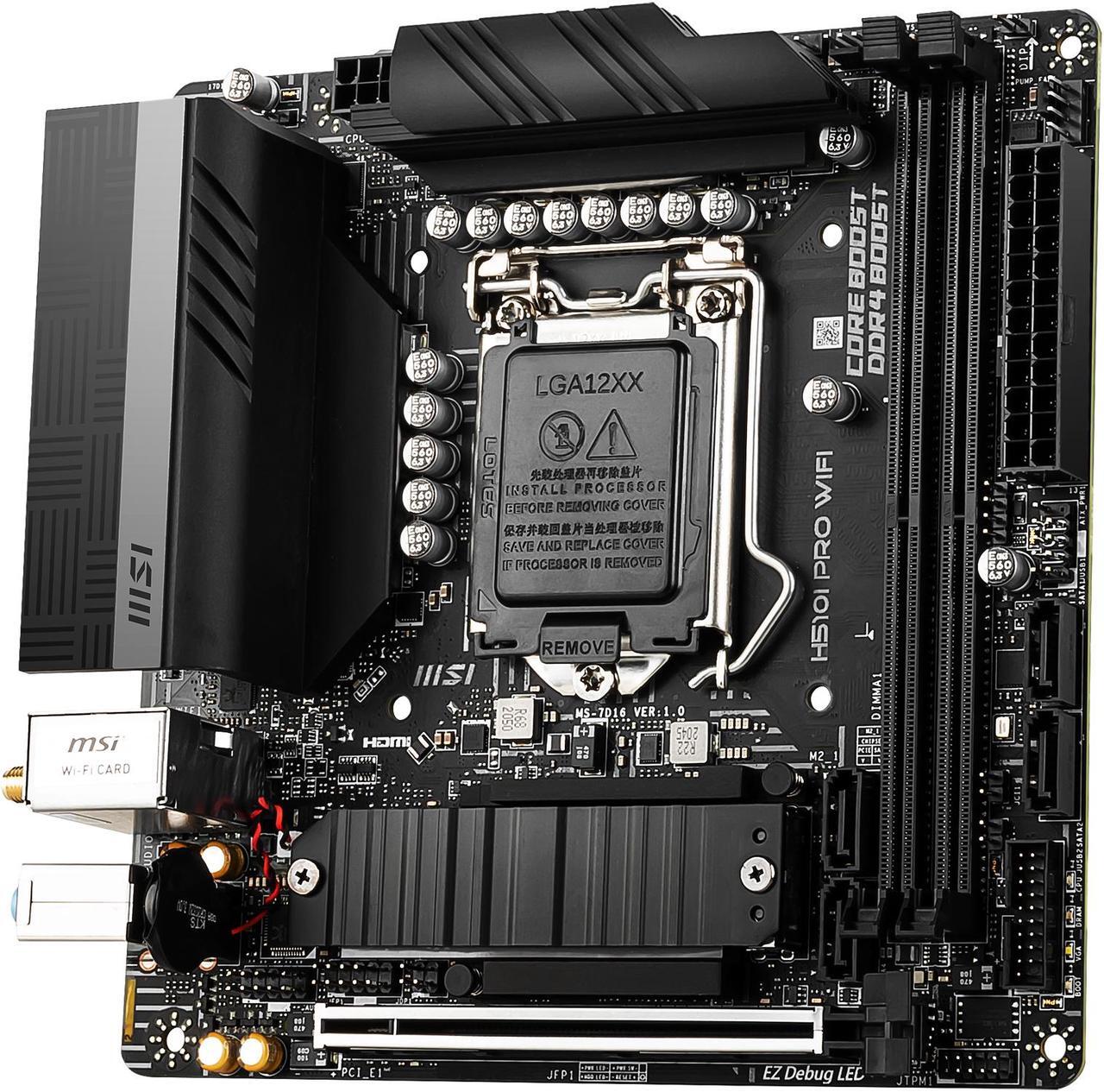 Alt view image 3 of 9 - MSI H510I PRO WIFI LGA 1200 Intel H510 Mini ITX Intel Motherboard