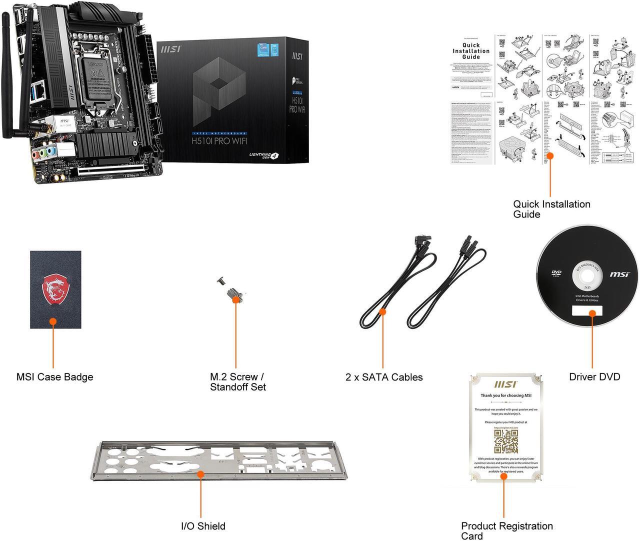 Alt view image 9 of 9 - MSI H510I PRO WIFI LGA 1200 Intel H510 Mini ITX Intel Motherboard