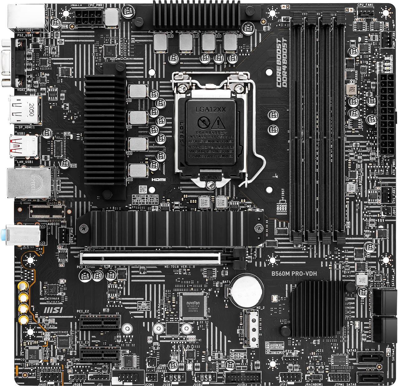 MSI B560M PRO-VDH LGA 1200 Intel B560 SATA 6Gb/s Micro ATX Intel Motherboard