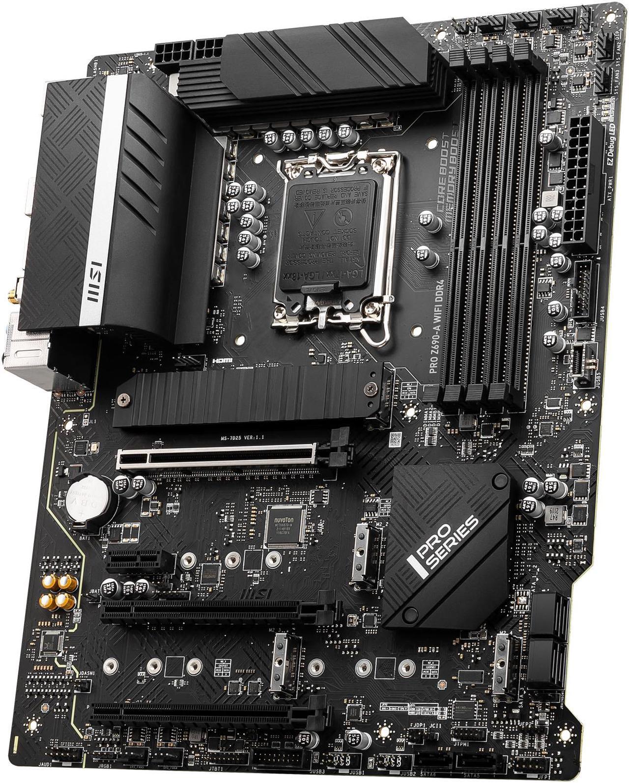 Alt view image 3 of 9 - MSI PRO Z690-A WIFI DDR4 LGA 1700 Intel Z690 SATA 6Gb/s ATX Intel Motherboard