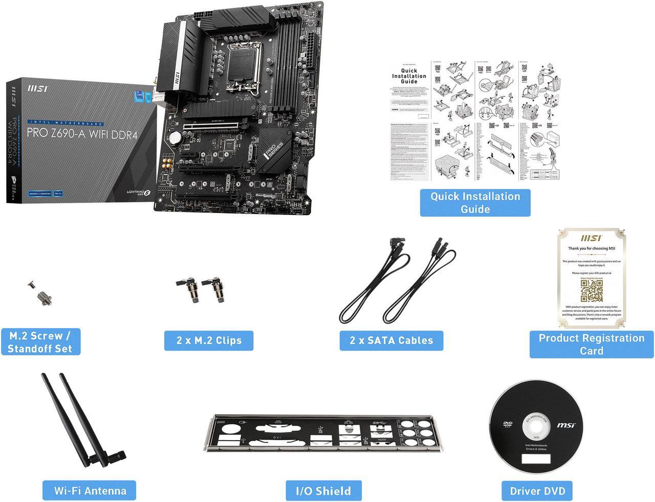 Alt view image 7 of 9 - MSI PRO Z690-A WIFI DDR4 LGA 1700 Intel Z690 SATA 6Gb/s ATX Intel Motherboard