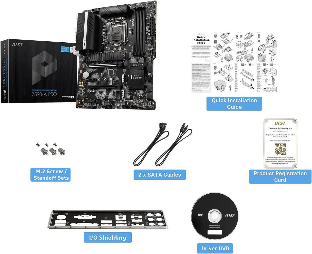 Alt view image 4 of 8 - MSI Z590-A PRO LGA 1200 Intel Z590 SATA 6Gb/s ATX DDR4 PCIe 4.0 2.5G LAN Intel Motherboard