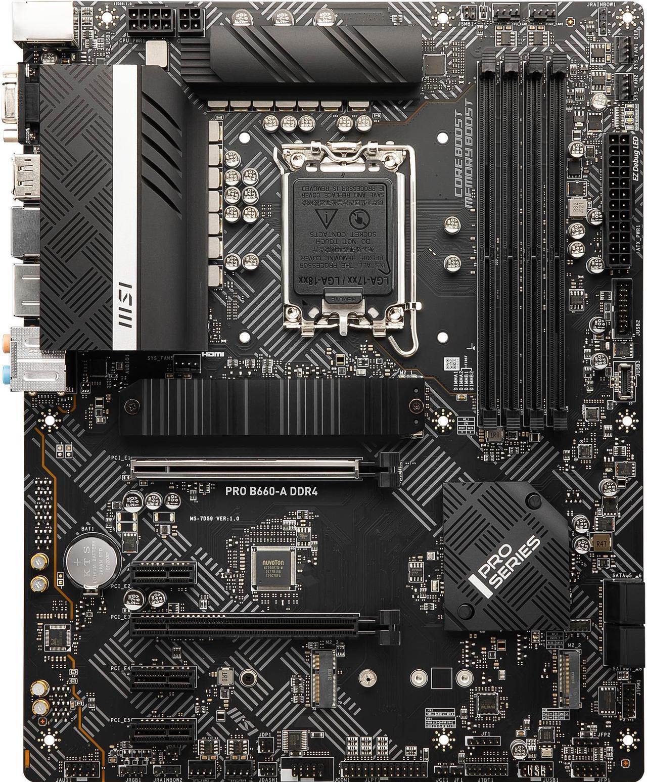 MSI PRO B660-A DDR4 LGA 1700 Intel B660 SATA 6Gb/s ATX Intel Motherboard