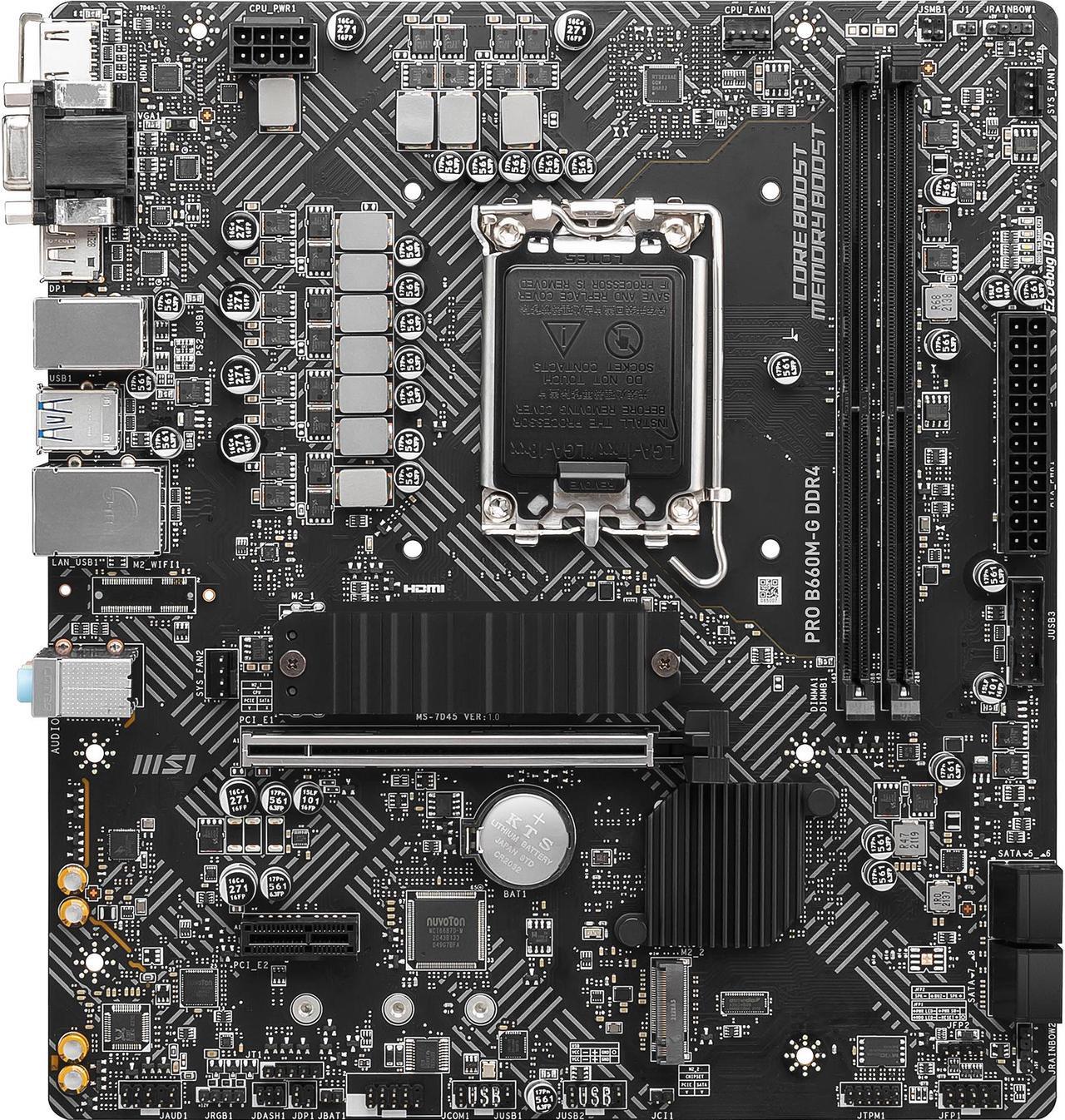 Main image of MSI PRO B660M-G DDR4 LGA 1700 Intel B660 Micro ATX Intel Motherboard