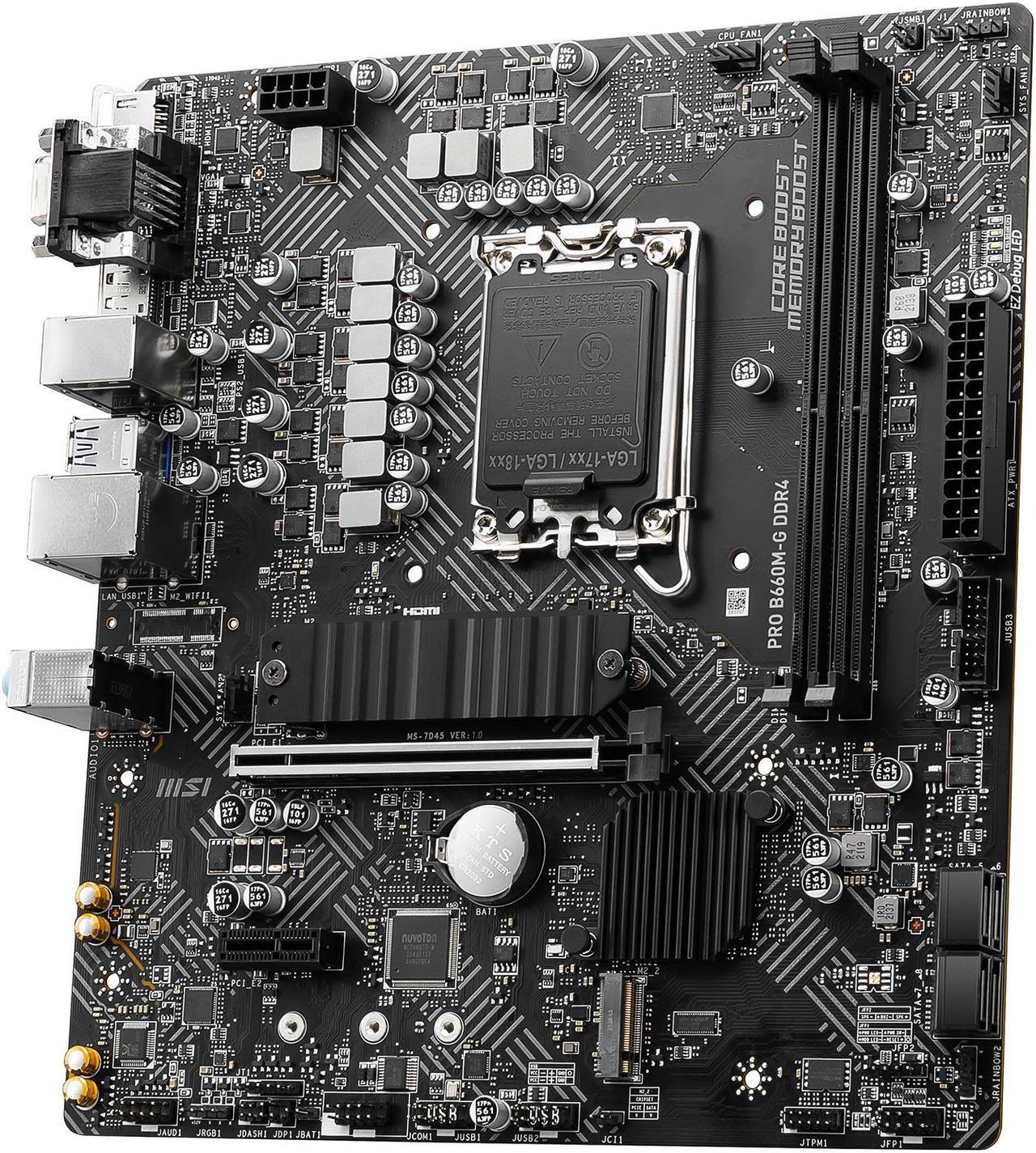 Alt view image 3 of 9 - MSI PRO B660M-G DDR4 LGA 1700 Intel B660 Micro ATX Intel Motherboard