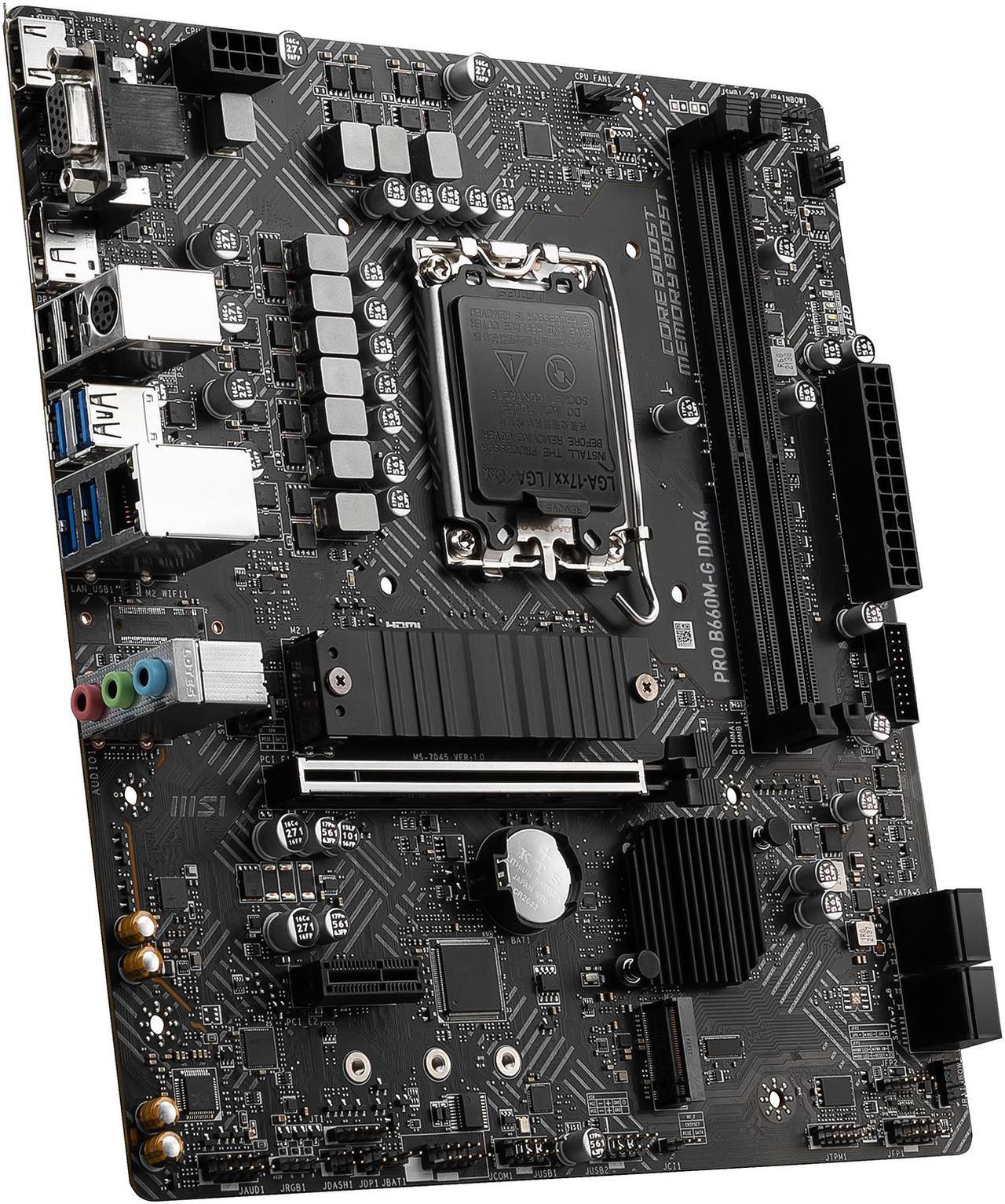 Alt view image 4 of 9 - MSI PRO B660M-G DDR4 LGA 1700 Intel B660 Micro ATX Intel Motherboard