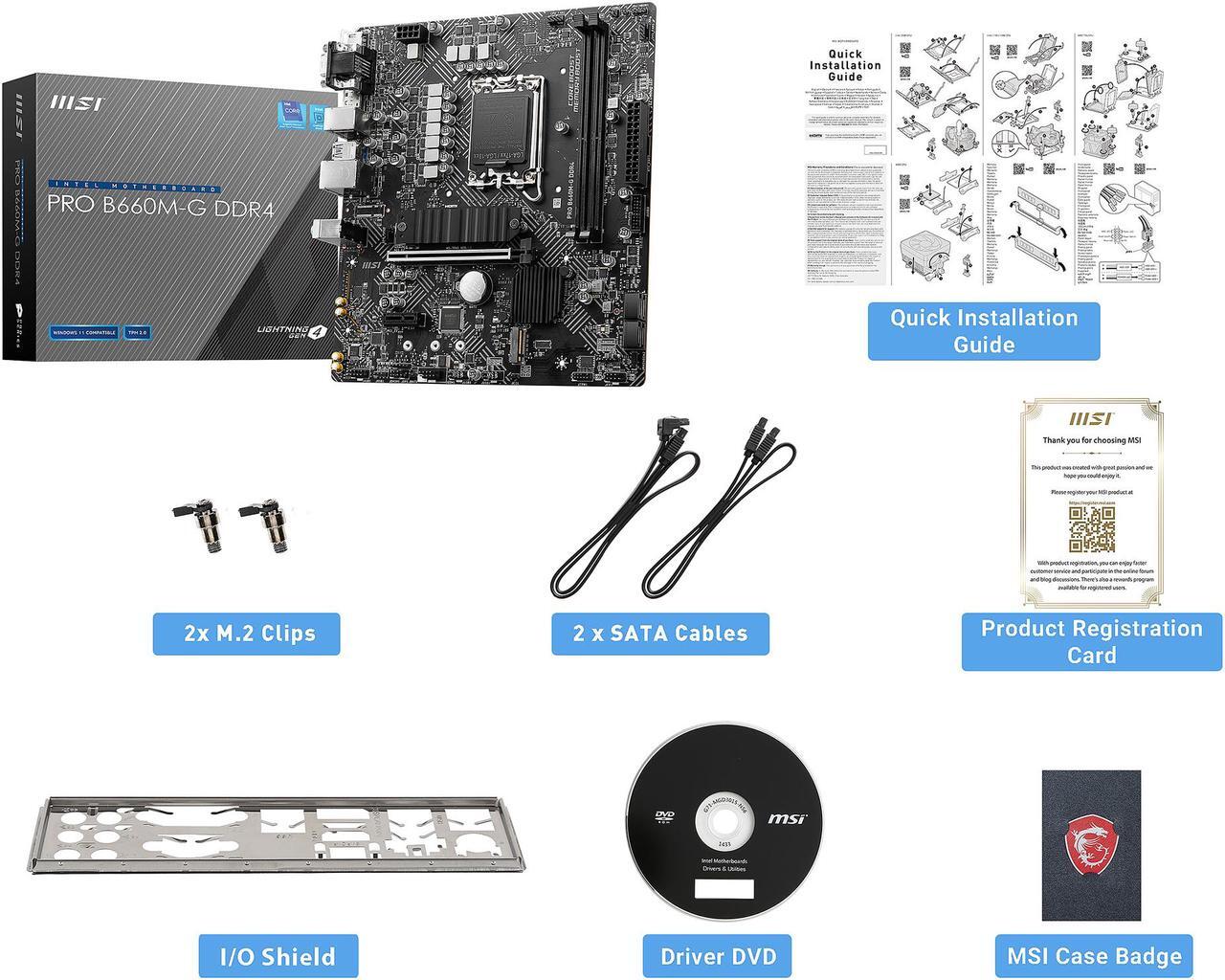 Alt view image 7 of 9 - MSI PRO B660M-G DDR4 LGA 1700 Intel B660 Micro ATX Intel Motherboard