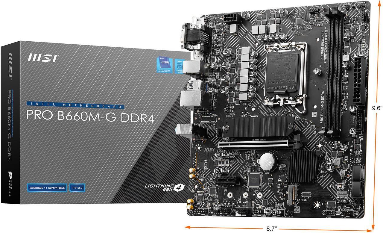 Alt view image 9 of 9 - MSI PRO B660M-G DDR4 LGA 1700 Intel B660 Micro ATX Intel Motherboard