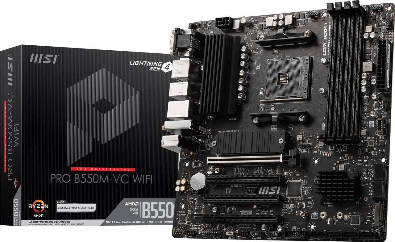 MSI PRO PRO B550M-VC WIFI AM4 AMD B550 SATA 6Gb/s MATX AMD Motherboard