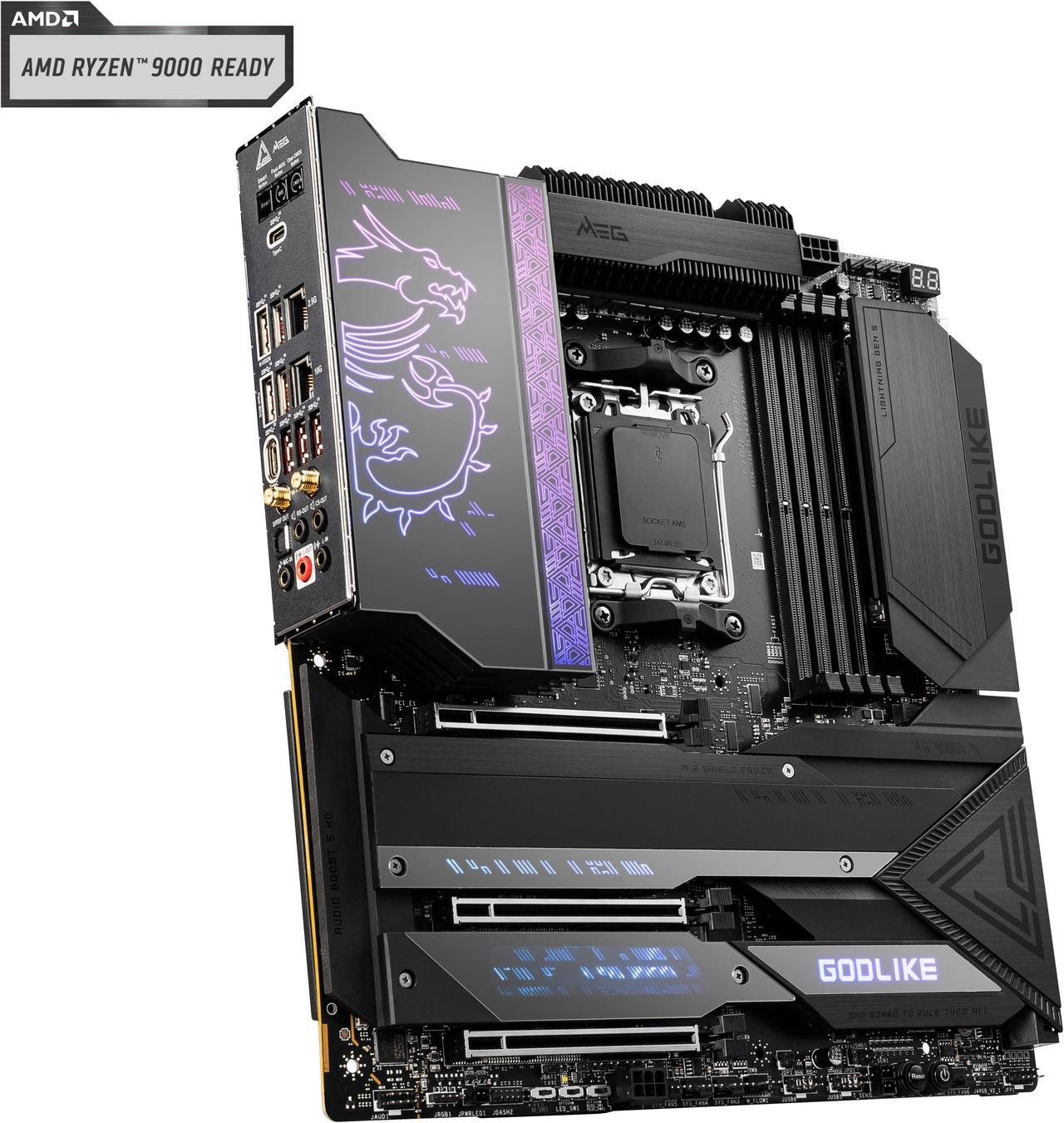 MSI MEG X670E GODLIKE AM5 AMD Ryzen™ 7000 Series SATA 6Gb/s E-ATX Motherboards, DDR5, Wi-Fi 6E, PCIe 5.0 M.2 slots, EZ LED Control switch, 10G Super LAN + 2.5G LAN