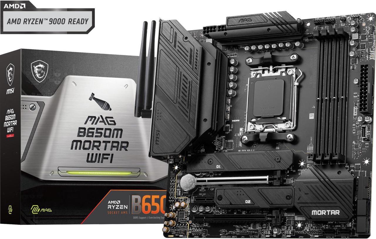 MSI MAG B650M MORTAR WIFI AM5 AMD B650 SATA 6Gb/s DDR5 Ryzen 7000 Micro ATX Motherboard