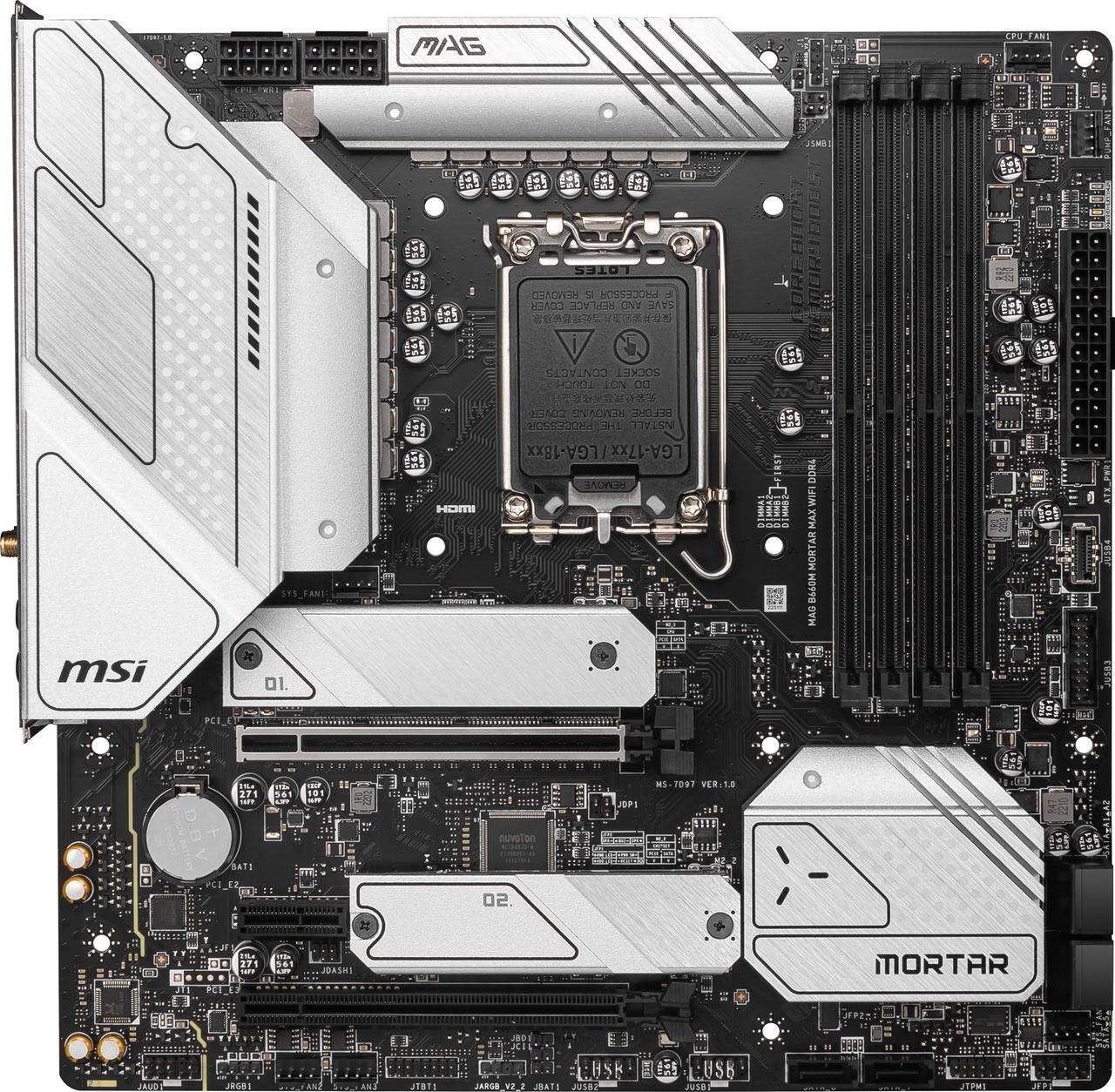 Alt view image 2 of 7 - MSI MAG B660M MORTAR MAX WIFI DDR4 LGA 1700 Intel B660 Micro ATX CLOCKGEN Motherboard
