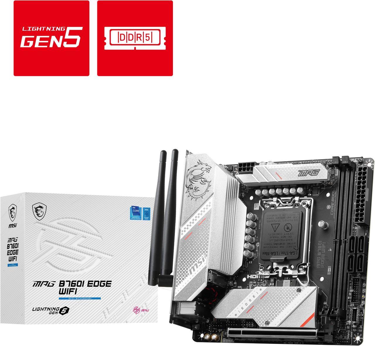 MSI MPG B760I EDGE WIFI LGA 1700 DDR5 Mini ITX Motherboard SATA 6Gb/s,  2.5Gbps LAN,Wi-Fi 6E