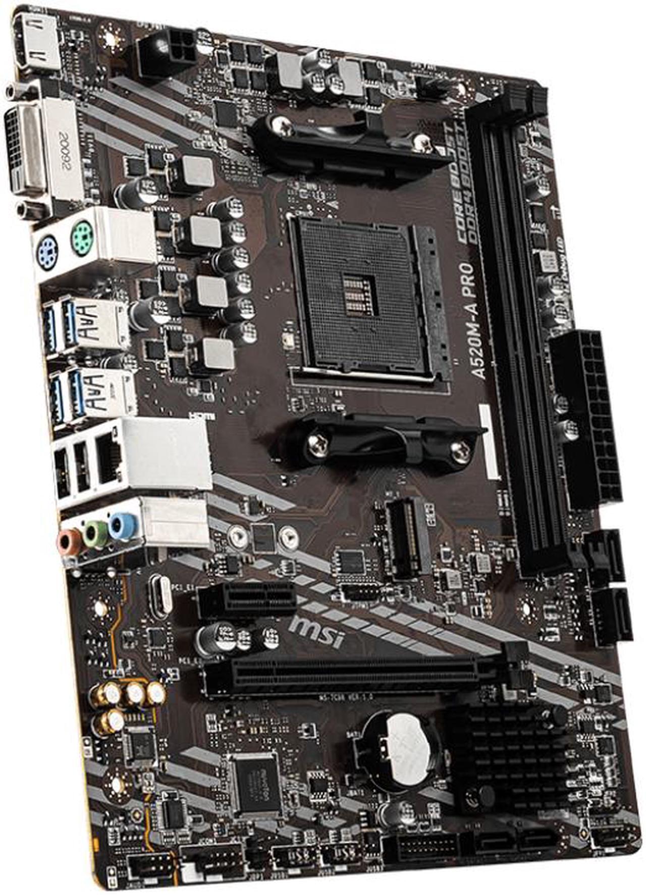 Alt view image 3 of 5 - MSI A520M-A PRO AM4 AMD A520 SATA 6Gb/s USB 3.0 Micro ATX AMD Motherboard