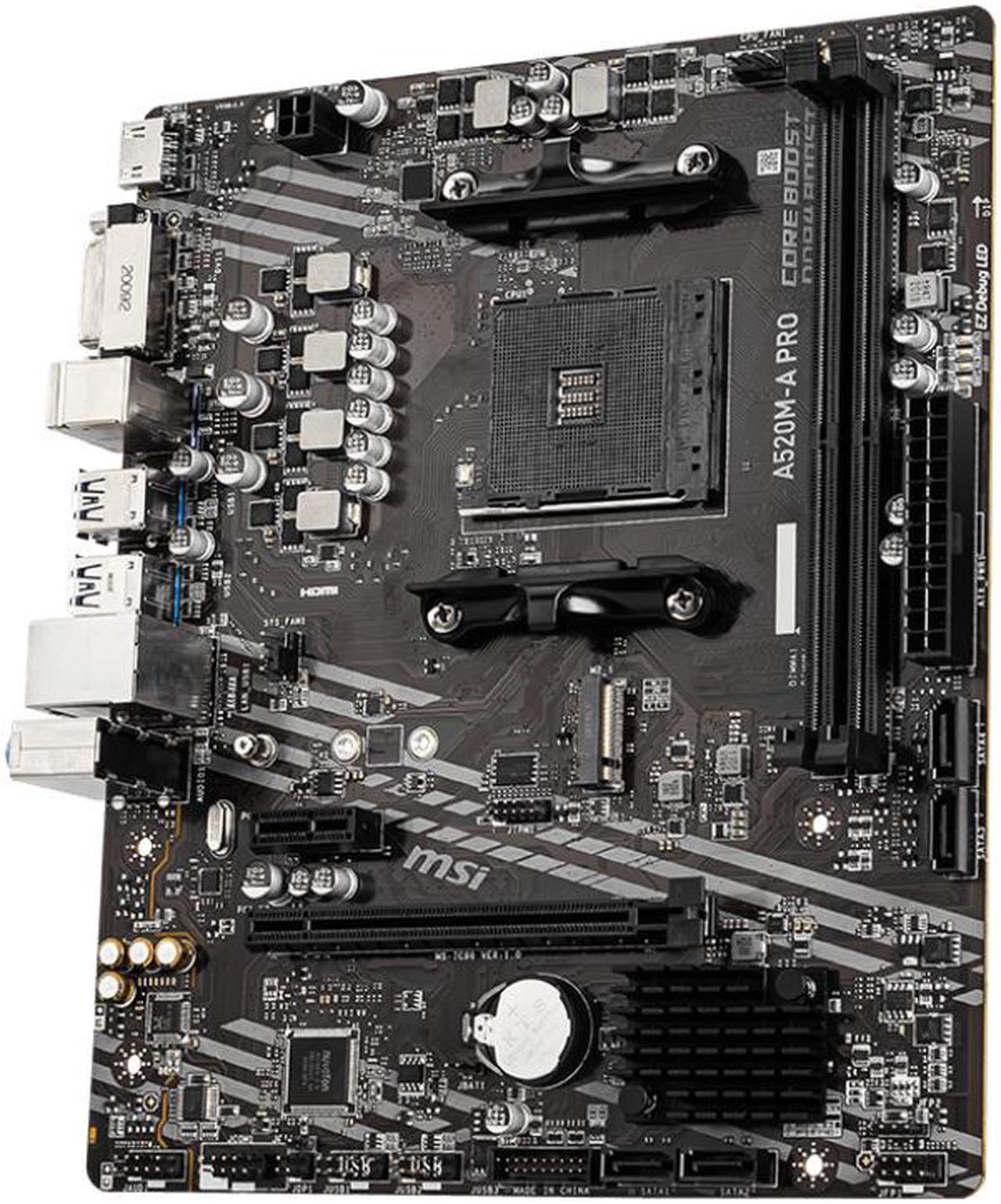 Alt view image 5 of 5 - MSI A520M-A PRO AM4 AMD A520 SATA 6Gb/s USB 3.0 Micro ATX AMD Motherboard