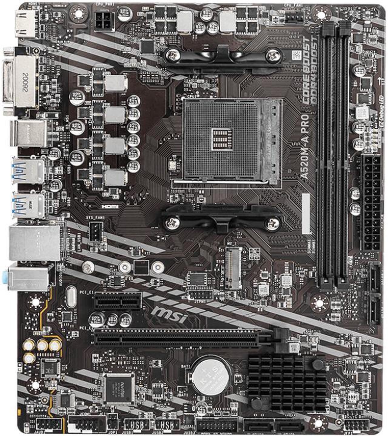 Alt view image 2 of 5 - MSI A520M-A PRO AM4 AMD A520 SATA 6Gb/s USB 3.0 Micro ATX AMD Motherboard