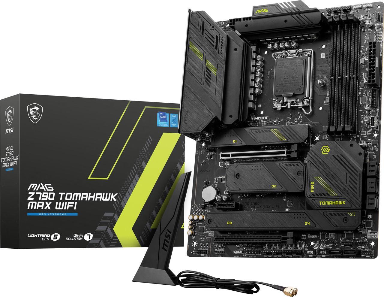 MSI MAG Z790 TOMAHAWK MAX WIFI LGA 1700(14th,13th,12th Gen) DDR5 ATX 8x SATA 6G  4x M.2  Wi-Fi 7  Bluetooth 2.5Gbps LAN Motherboard