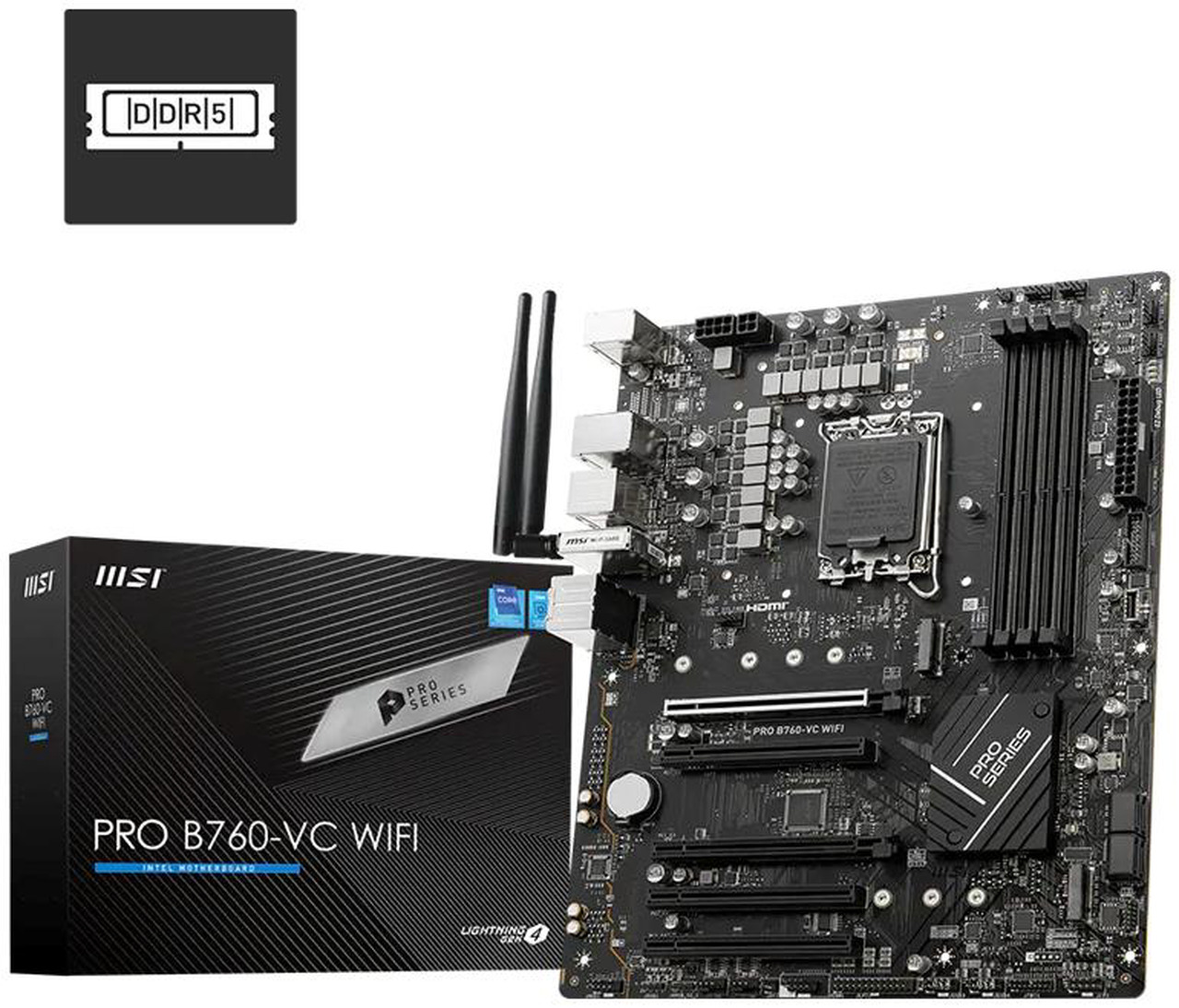 Open Box: MSI PRO B760-VC WIFI ProSeries Motherboard, Intel B760 LGA 1700 ATX, DDR5 7000+(OC) up to 256GB, PCIe 4.0, 2x M.2, 2.5G LAN, Wi-Fi 5, Bluetooth 5.1, USB 3.2 Gen 2 Type-C, Supports 12th/13th/14th Gen I - Newegg.com - Open Box condition - Image 6