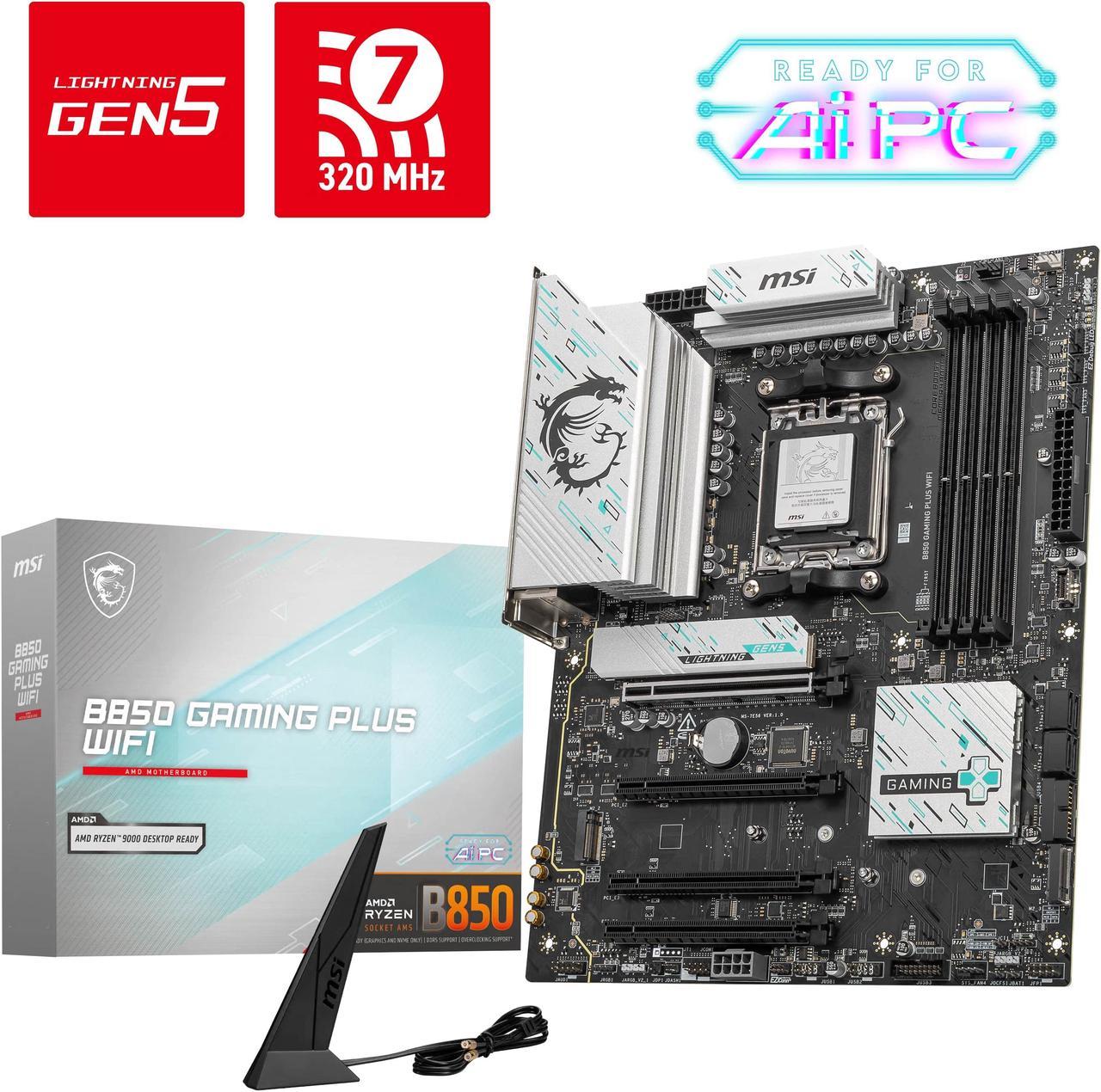 MSI B850 GAMING PLUS WIFI AM5 AMD B850 SATA 6Gb/s 5G Network DDR5 Wi-Fi 7 ATX Motherboard