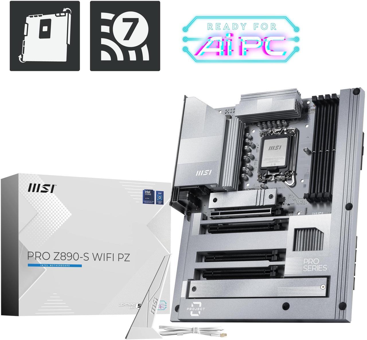 Main image of MSI PRO Z890-S WIFI PZ LGA 1851 Intel Z890 243.84mmx304.8mm (280) Motherboards - Intel