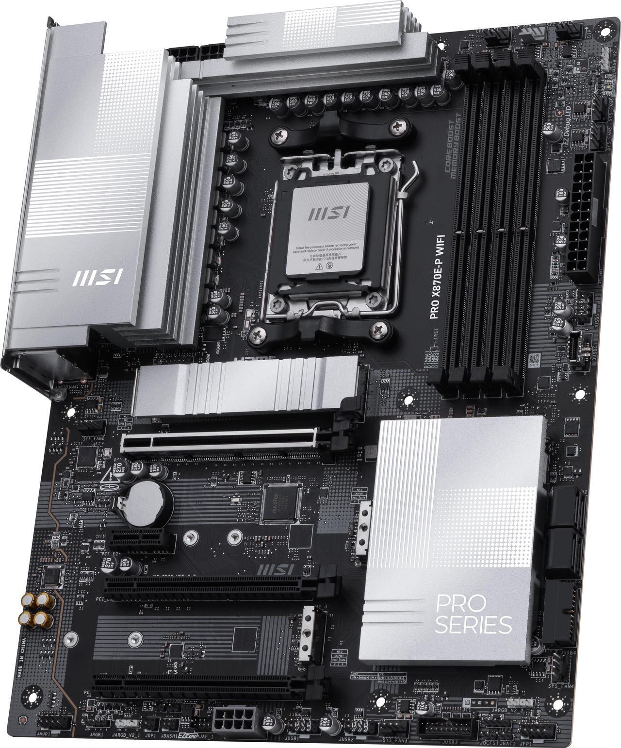 Alt view image 4 of 6 - MSI PRO X870E-P WIFI AM5 ATX AMD Motherboards, USB 4.0 (40G),4x SATA 6Gb/s,Wi-Fi 7, Triple M.2 Connectors,