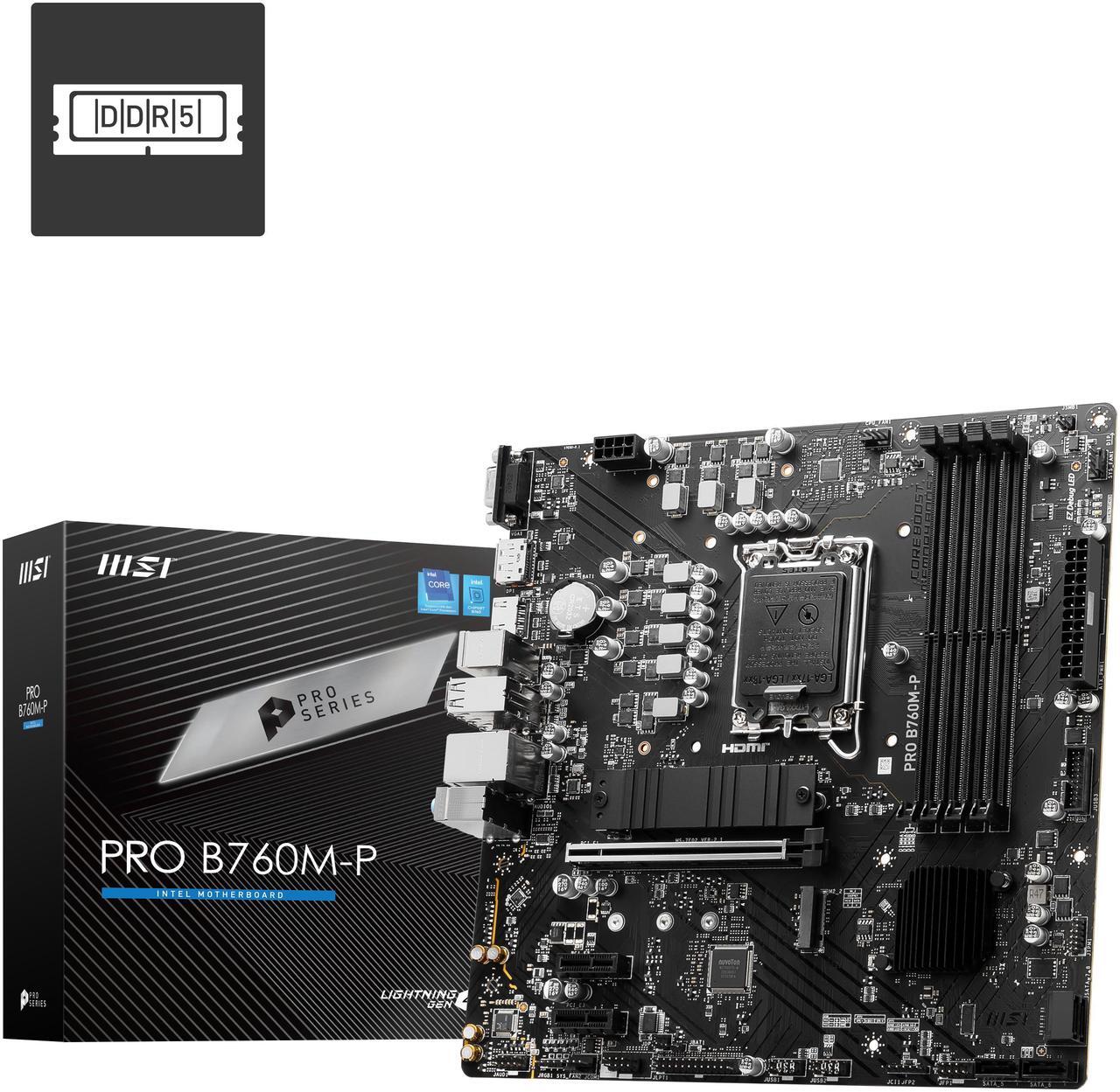 Alt view image 2 of 7 - MSI PRO B760M-P LGA 1700 Intel B760 SATA 6Gb/s Micro ATX Motherboard